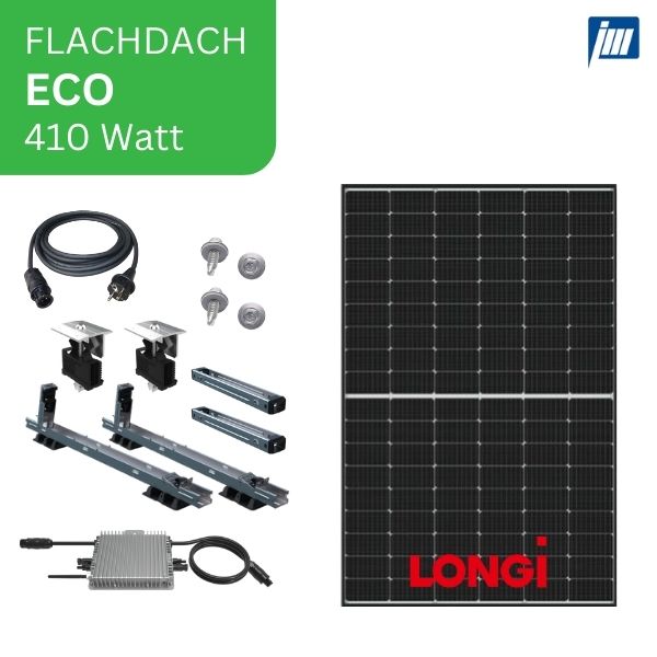 Eco-Line Balkonkraftwerk LONGi 410 Watt | Flachdach